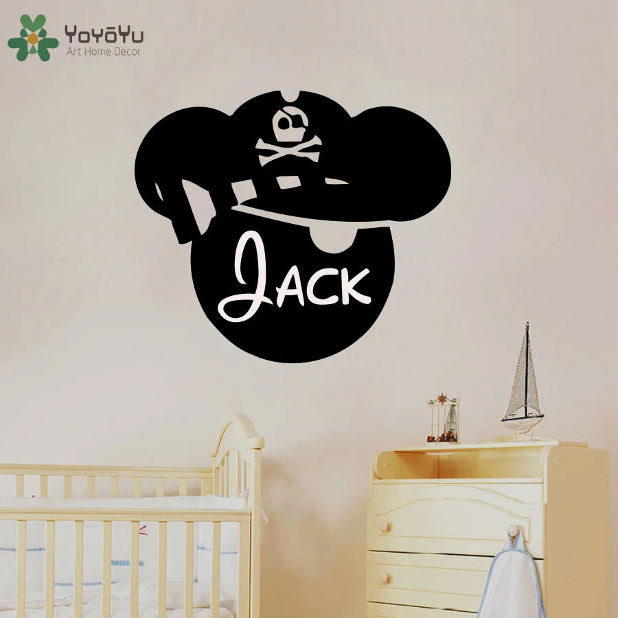 YOYOYU Wall Decal Removable Boys Personalized Name Vinyl Wall Stickers Pirate Custom Name Nursery Bedroom Interior Decor SY706