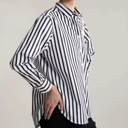2019 Ранняя осень новая черная и белая полоса классический силуэт Прямая рубашка для женщин