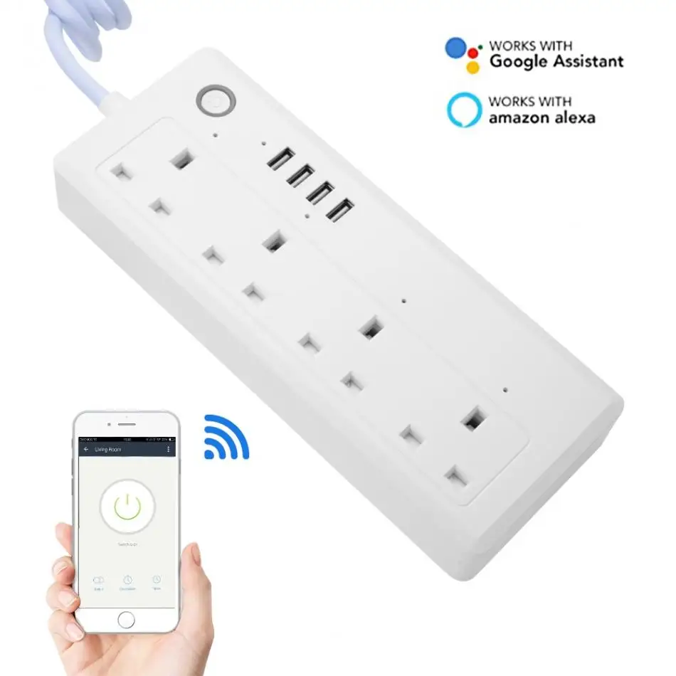 Wi-Fi мощность полосы стабилизатор напряжения Smart 4 порты usb Plug голосового управления прочный 240-100 в ЕС Plug