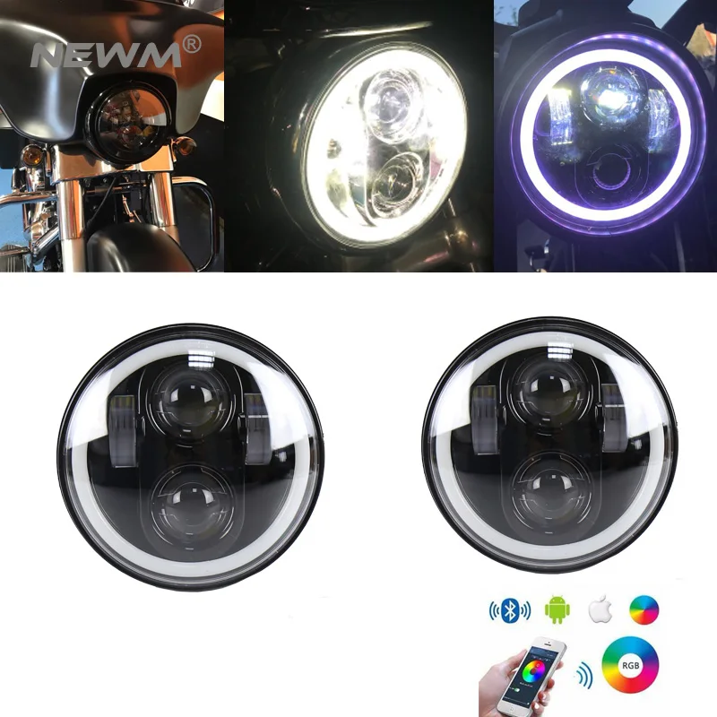 

5-3/4" 5.75 inch RGB/White Motorcycle Daymaker LED Projector Full Halo Headlight For Harley Davidson Dyna Sportster