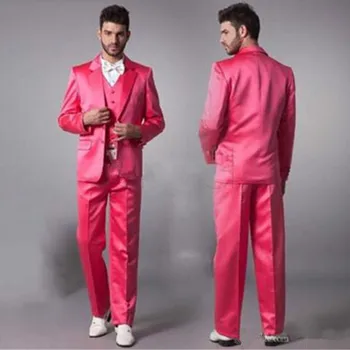

new mens designer suits Custom made Hot Pink new 2021 Groom Tuxedos Groomsmen Man Suit Wedding suits