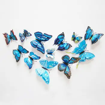 

12Pcs 3D Double Wings Butterfly Wall Sticker on the wall for Home Decor DIY Butterflies Fridge Magnet stickers Room Decoration