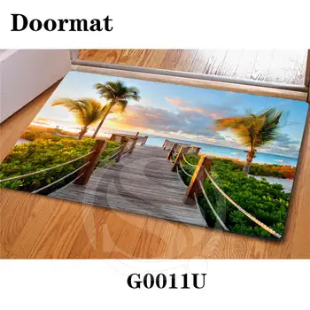 

Drop Shipping Custom Caribbean beach DoorMat Art Pattern Printed Carpet Floor Hall Bedroom Cool Pad Fashion Rug SQ0626-LQ212