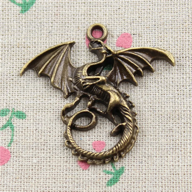 4pcs 43*46mm Antique Bronze dragon Charms Pendant Zinc Alloy Vintage
