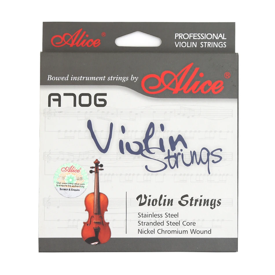 

Alice Professional A706 Violin Strings Stranded Steel Core Imported Stainless Steel A Set for Violin Size 4/4 3/4 1/2 1/4 1/8