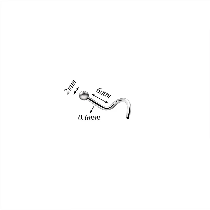 10pcs Fashion Small Nose Rings Sexy Nose Studs Silver Surgical Stainless Steel 0.6mm Body Piercing Jewelry For Girl Anti-allergy2