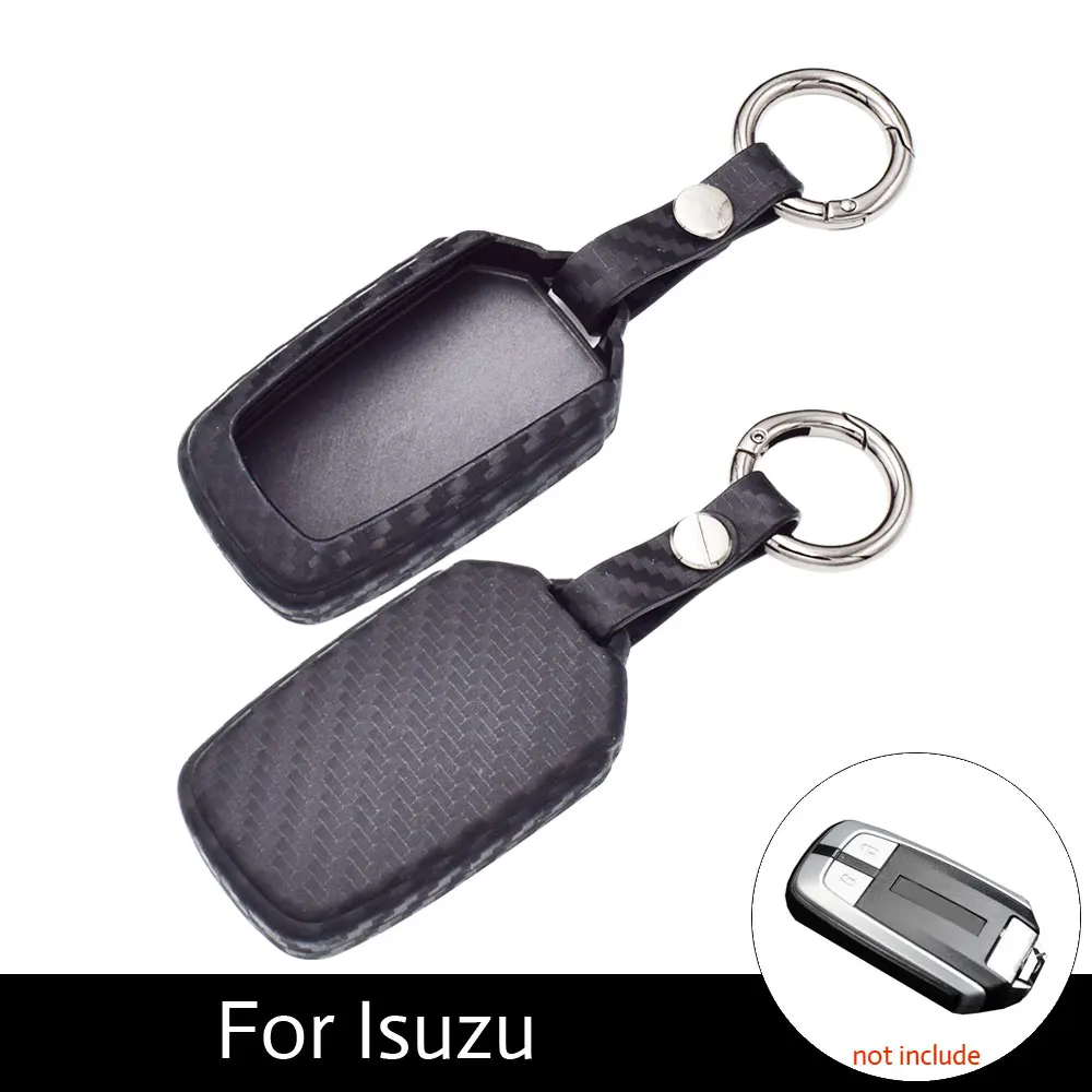 

Carbon Fiber Pattern Soft Silicone Car Key Fob Case Cover For All New Isuzu D-max/ Mu-x 3.0/ X-series Smart Key with Key Ring