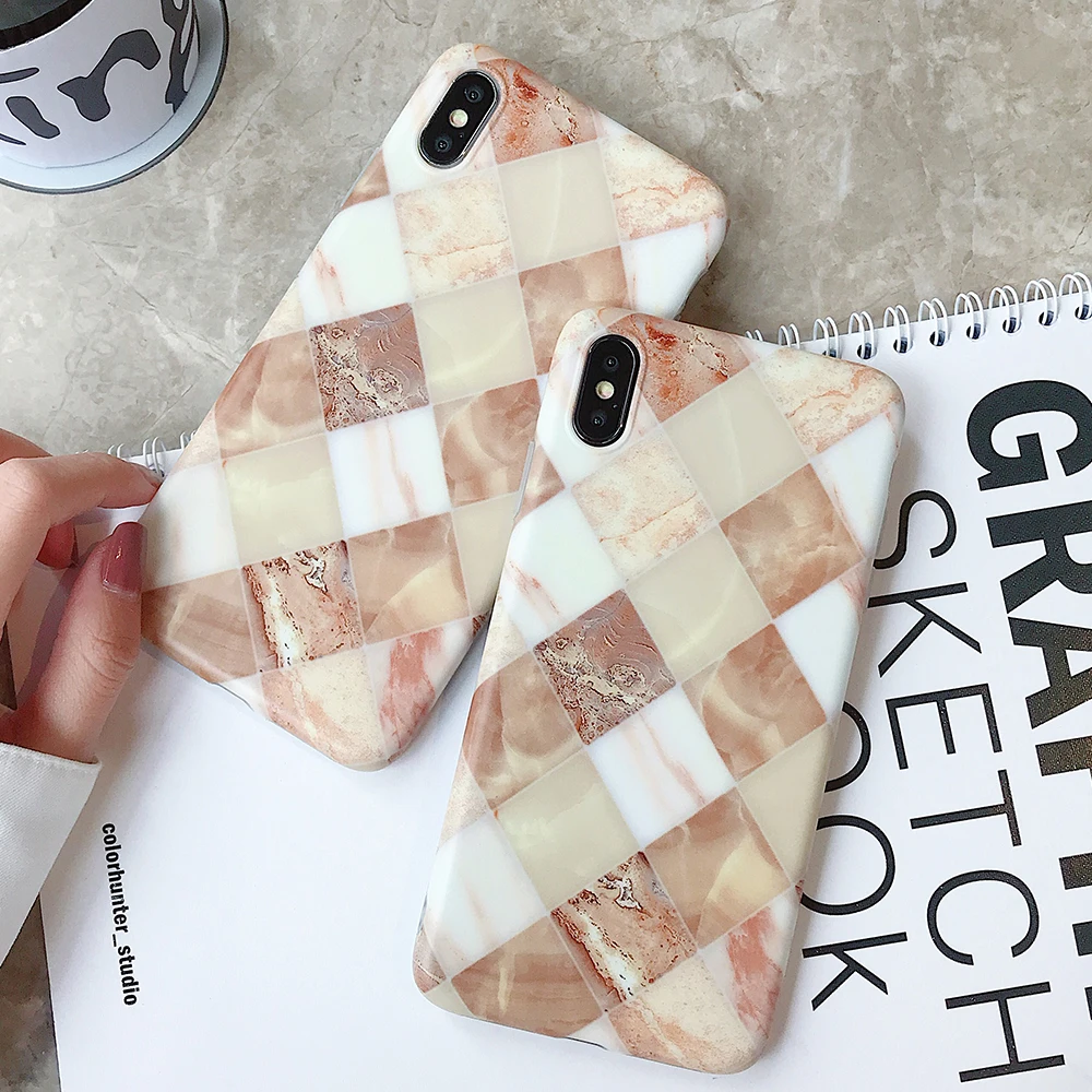 Geometrical Marble Design TPU Cover Case for iPhone 7 8 Plus X XR Xs Anti-Scratch Anti-Finger Mobile Phone Accessories |