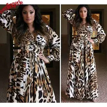 Сексуальная Женская Ночная сорочка с леопардовым принтом, длинная шифоновая Пижама, длинное платье,, халат для спальни