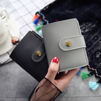 

BLEVOLO Student Girls Hasp Wallets Vintage Women Small Wallet Bifold Stitching Female Purse Soft Solid Mini Wallet 4 Card Slots