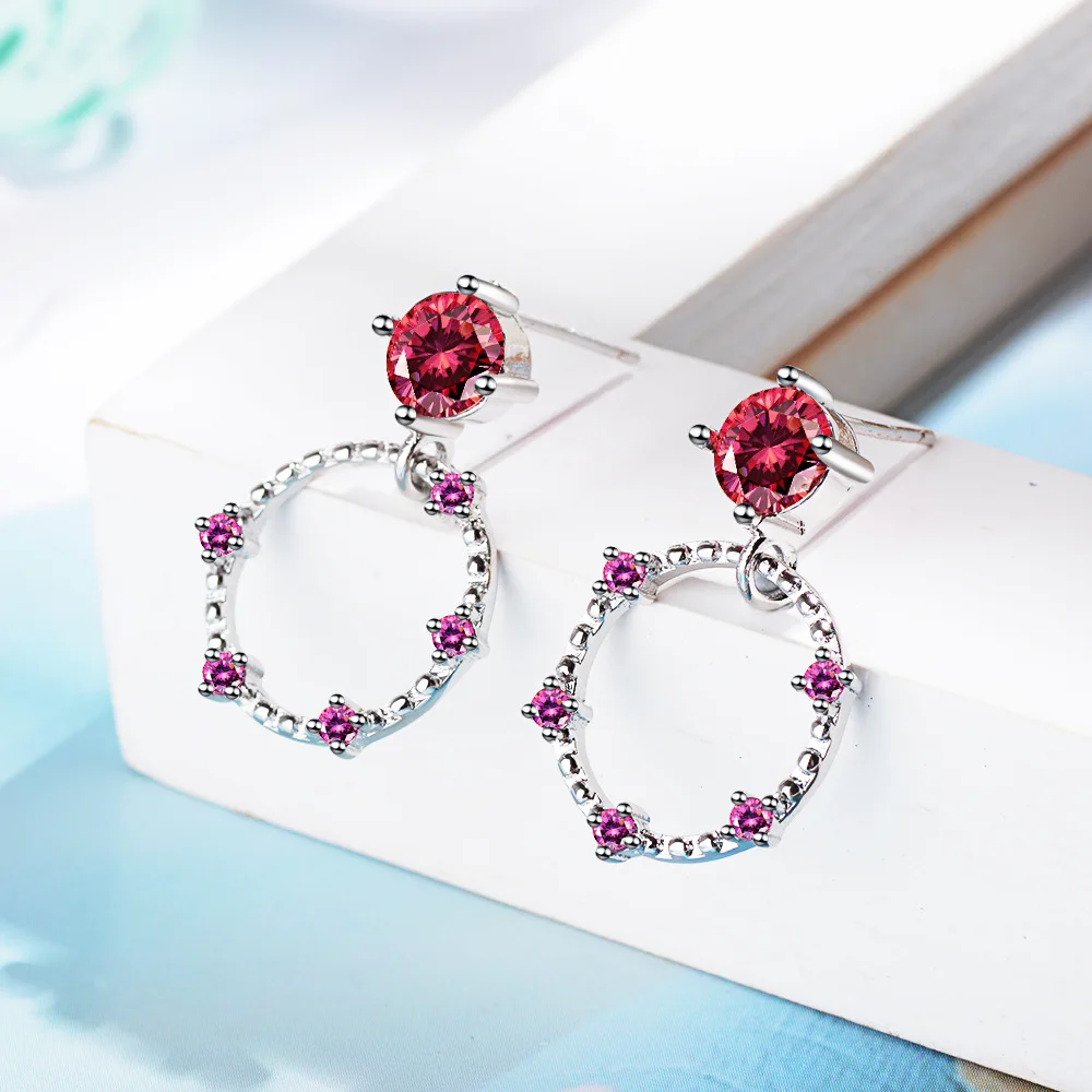 

Sweet Round Circle Flower 925 Sterling Silver Ladies`Stud Earrings Original Jewelry For Women No Fade Drop Shipping Cheap Gift