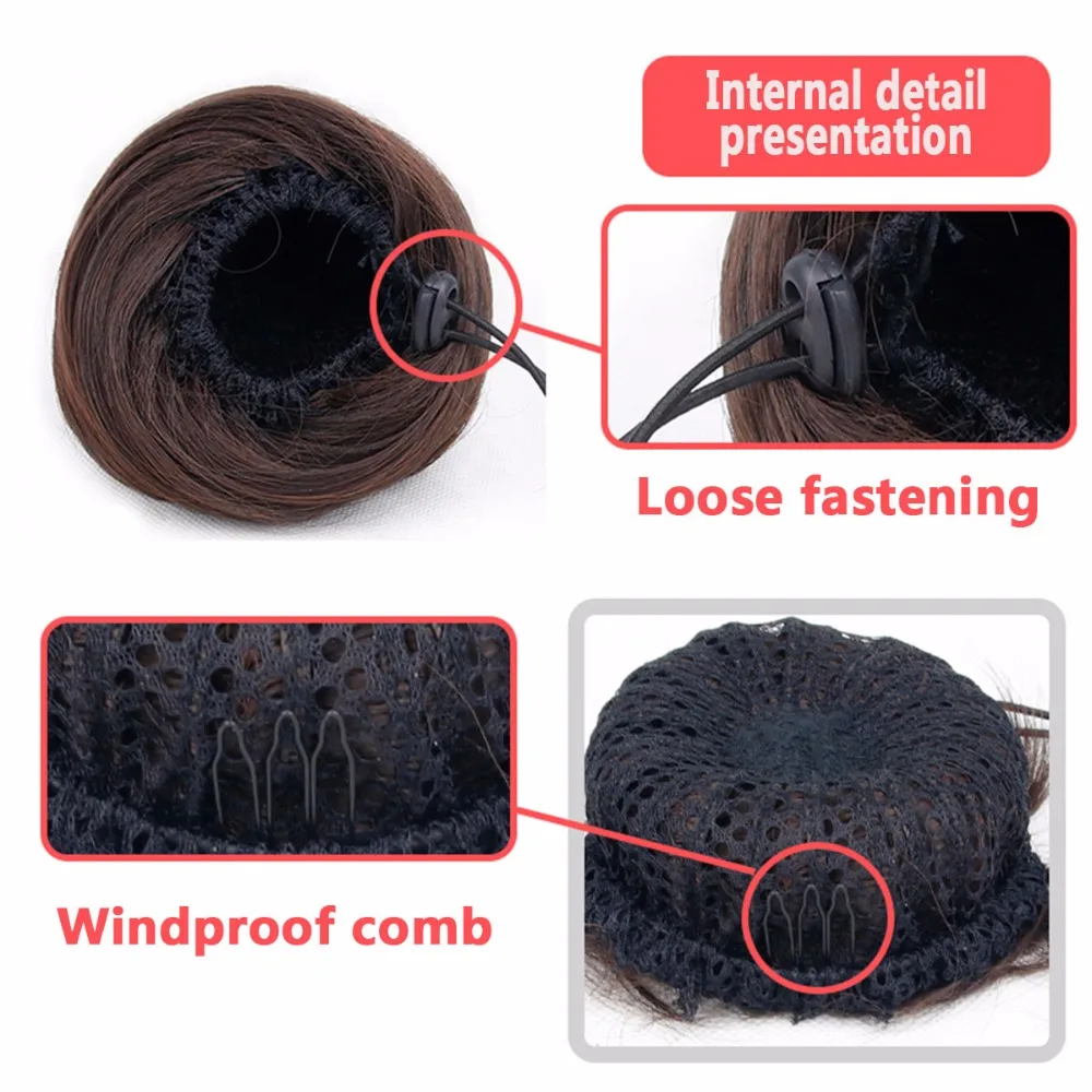 DIFEI парик женский прямой шиньон пушистый натуральный пончик булочка несколько цветов Свинья Нос Пряжка Резиновая лента фиксированные
