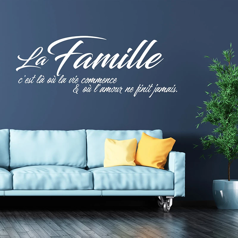 Sticker Citation La Famille C Est La Ou L Amour Ne Finit Jamais Vinyl Wall Art Decal Bedroom Home Decor Poster House Decoration Aliexpress Home Garden
