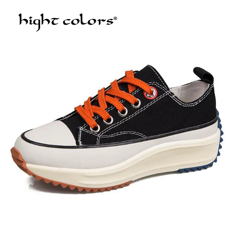 

2019 Spring New Black White Blue Shoes Women Thick-soled Student Casual Female Women's Flat Platform Sneakers Shoes For Women