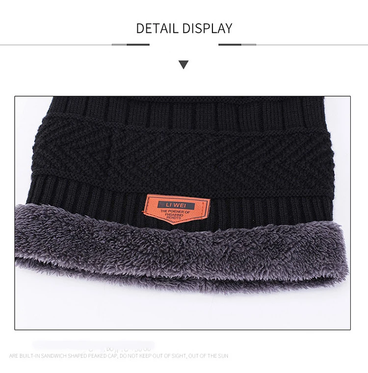 fashion Brand Solid Color Knit Beanies Hat Scarf Plus Velvet Winter Hat Man Woman Warm Thicken Hedging Cap Ski Soft Scarves