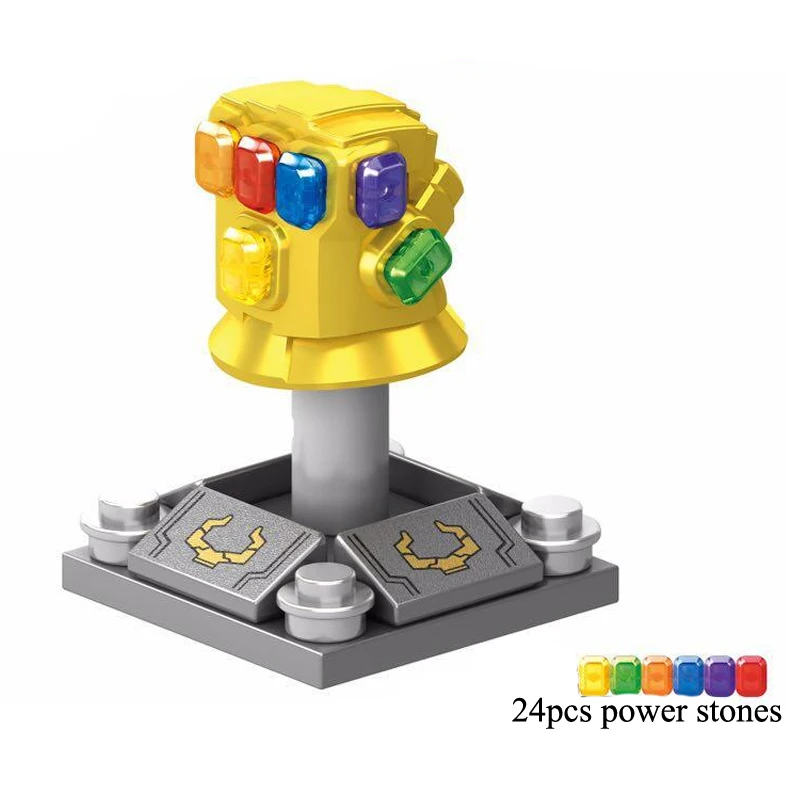 

Super Heroe Marvel Avengers Infinity War Thanos Infinity Gauntlet With 24pcs Power stones Blocks Toys
