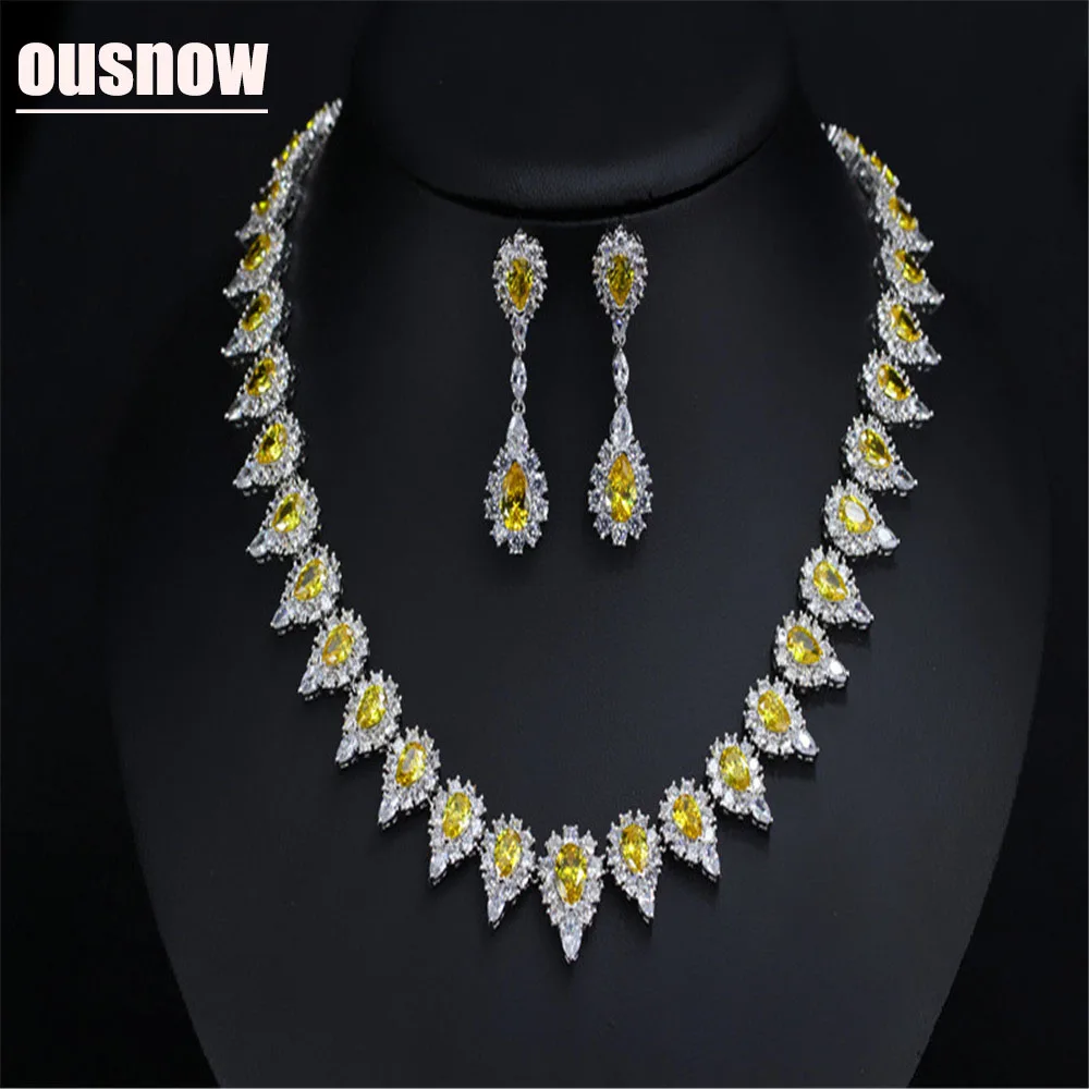 

OUSNOW European and American fashion jewelry set AAA zircon micro-encrusted bridal wedding dress wild jewelry set