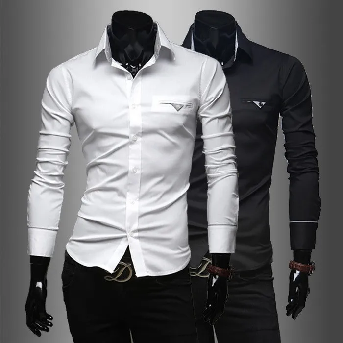 Brand New font b Men s b font Casual font b Shirt b font Social Solid