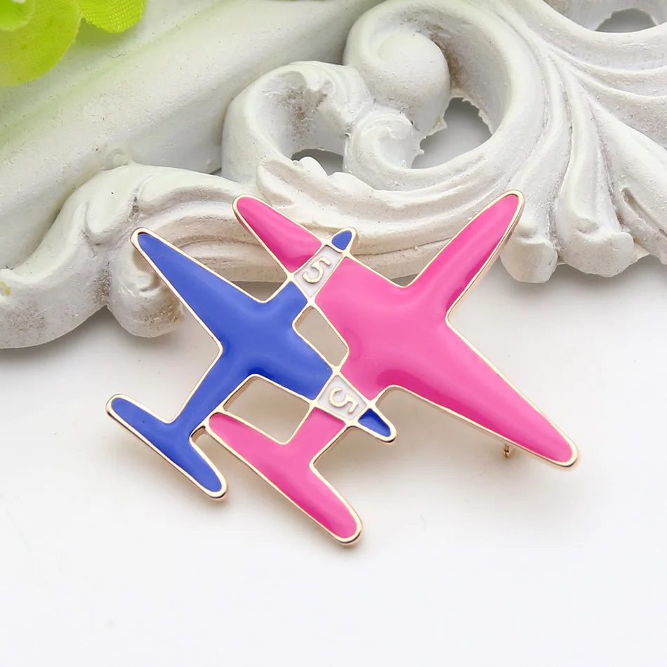 Trendy 2 Plane Enamel Brooch Pin Gold Color Alloy Enamel Paint Scarf