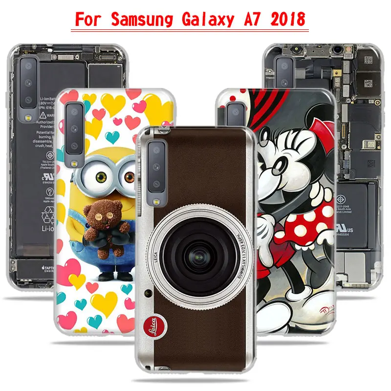 

Retro Camera Cartoon Painted Case For Samsung Galaxy A7 2018 6.0 Back Cover Soft TPU Painting Case For Samsung A7 2018 A750 Case
