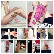 24 Different Big Sexy flower tattoo design waterproof women temporary body art tattoo sticker fashion pretty tattoo flower rose