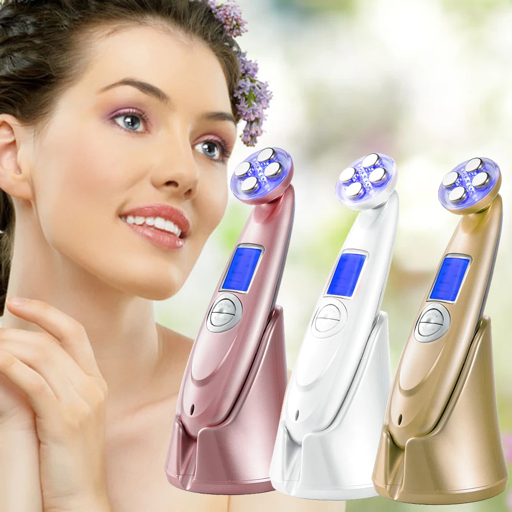 Portable USB Rechargeable Ultrasonic LED Facial Massager Face Care Wrinkle Remover Beauty Machine GUB# negative ion instrument ultrasonic facial wrinkle removal massager beauty care tool facial massage wash face machine