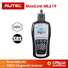Autel MaxiLink ML619 OBDII Code Reader for ABS/SRS System Automotive Scanner Turns off Warning Light like Autolink AL619