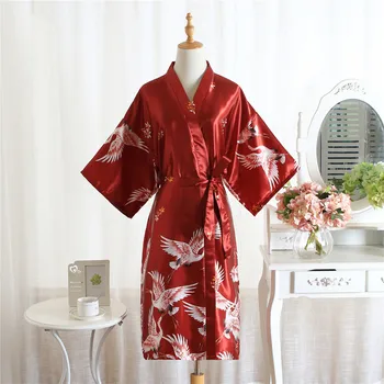 

Satin Women Casual Robe Sleepwear Nightgown Summer New Home Wear Bathrobe Sexy Dressing Gown Wedding Lady Intimate Lingerie