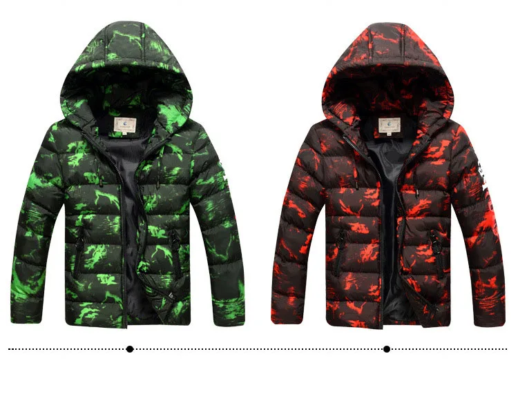 Зимние пальто и куртки для мальчиков детская куртка с камуфляжным принтом плотные теплые парки детская одежда с капюшоном BC407