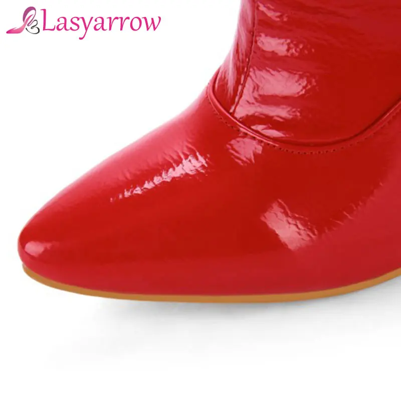 Women's Thigh High Stiletto Boots Sexy Over the Knee Boots Red Black Patent Leather Long RM112