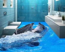 beibehang Beautiful fashion personality PVC wallpaper Dolphin 3D three-dimensional bathroom floor decorative painting wall paper beibehang Beautiful fashion personality PVC wallpaper Dolphin 3D three-dimensional bathroom floor decorative painting wall paper