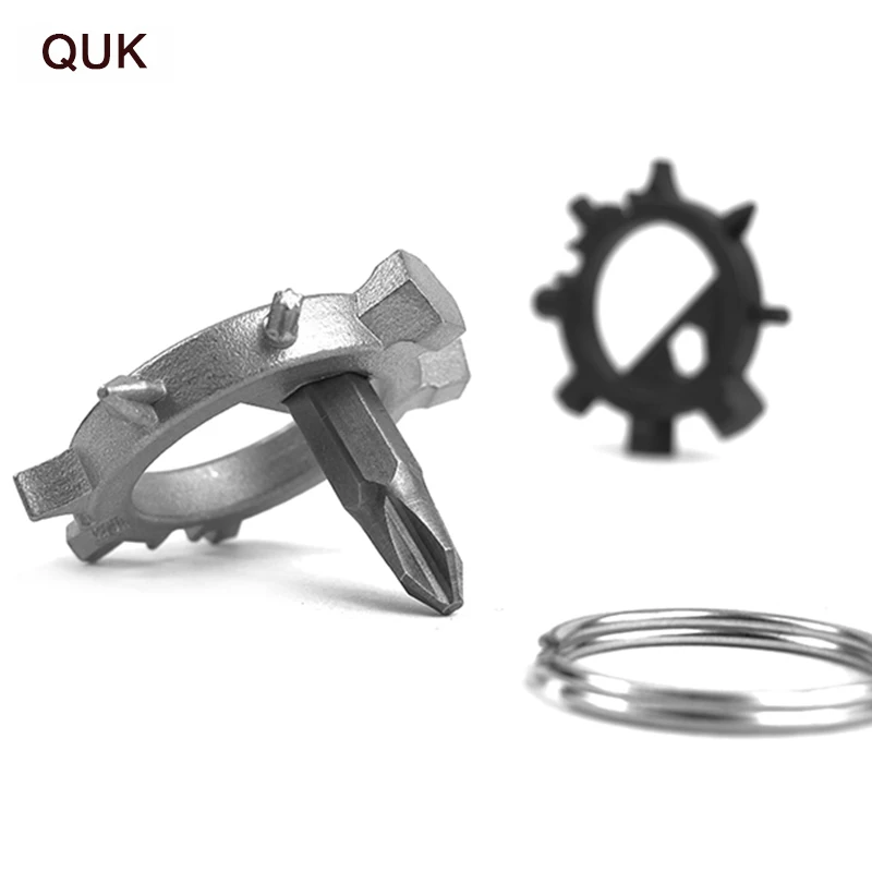 

QUK Screwdriver Mini Portable Gadget Bicycle Repair Tools 12 Functions Key Ring Eight-claw Multi-function Outdoor Hand Tools