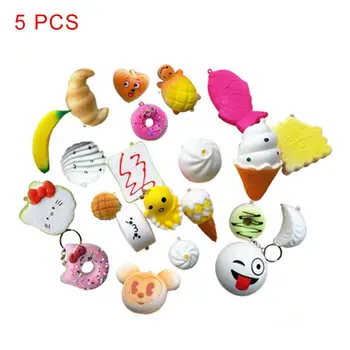 

5pcs/lot Education Toys Anti-stress Toy Medium Mini Soft Squeeze Bread Toys Key Mobile Phone Straps Hamburger Foam Toy Gift
