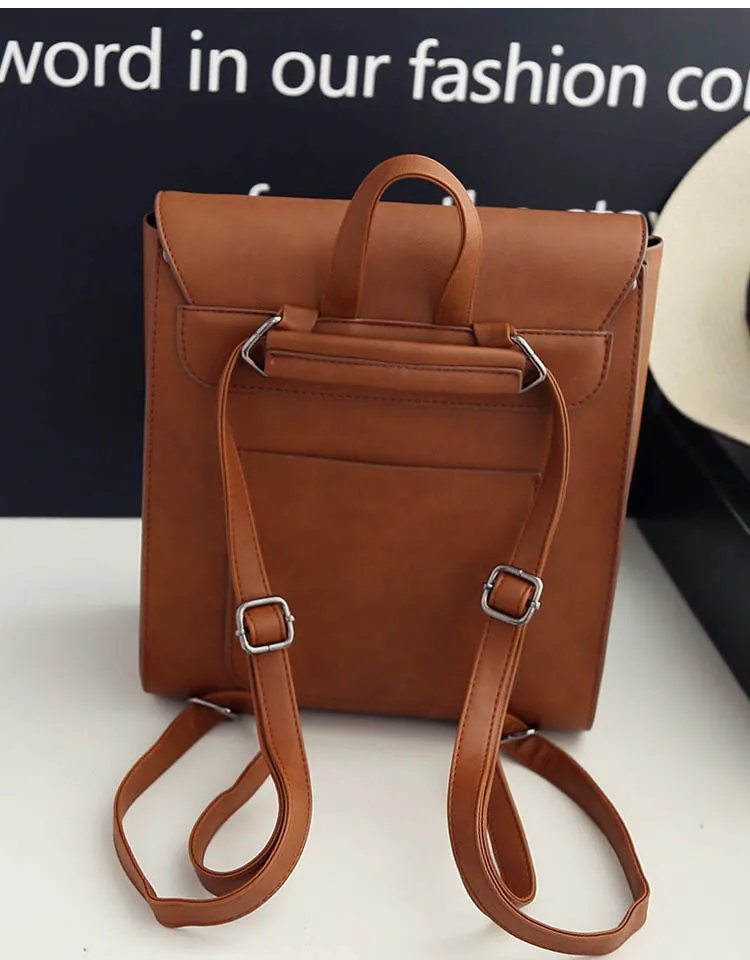 Новый корейский Винтаж Стиль рюкзак Для женщин сумки на ремне женские кожаные школьная сумка женская ретро рюкзак простые повседневные