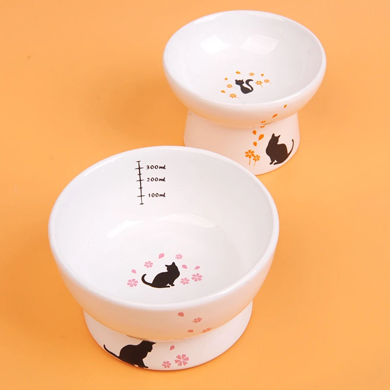 Милая миска-кормушка для домашних животных, мультяшная форма, Высокая ножка, один рот, нескользящая керамическая миска для собак, кошек, еды и питья, собачий контейнер для еды