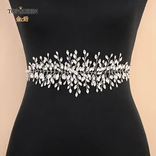 TOPQUEEN SH237 Быстрая свадебный пояс ручной работы серебряное свадебное платье со стразами пояс Стразы для свадебных аксессуаров