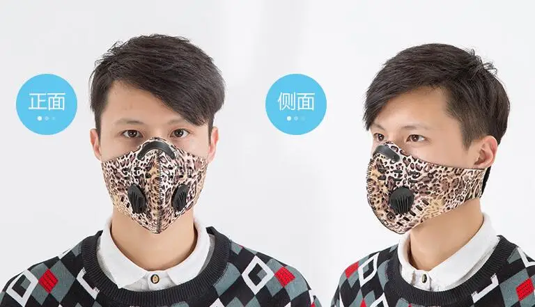 Смоговая маска PM2.5 угольный фильтр маски для лица туман пыль очиститель воздуха против загрязнения лица защитный фильтр Маска Камуфляж леопард розовый - Цвет: E