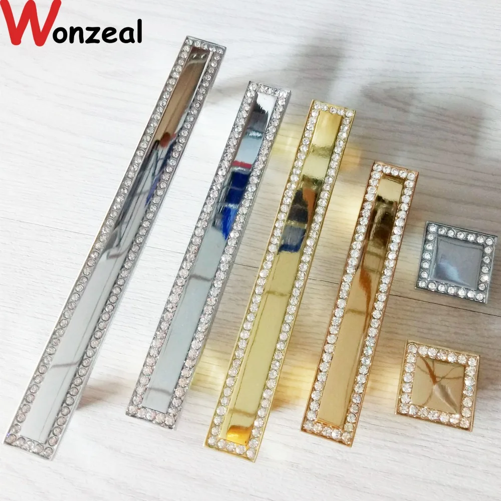 Hole CC 96mm/64mm Single Knob Gold Drawer Pulls Antique Brass Diamond Cabinet Furniture Knobs Dresser Handle Kitchen Pulls