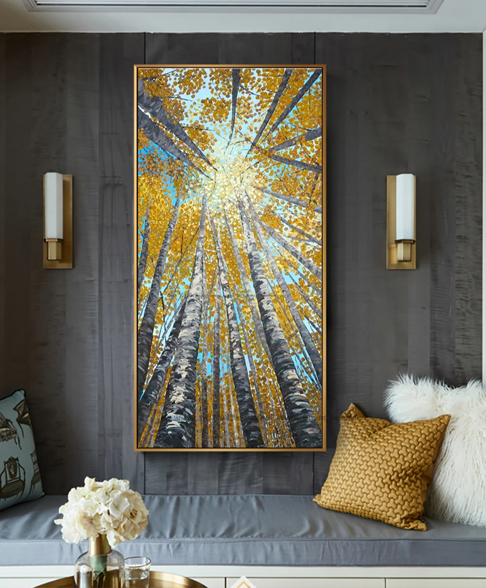 Large Vertical modern painting decorative pictures abstract art acrylic  landscape painting canvas pictures for living room wall