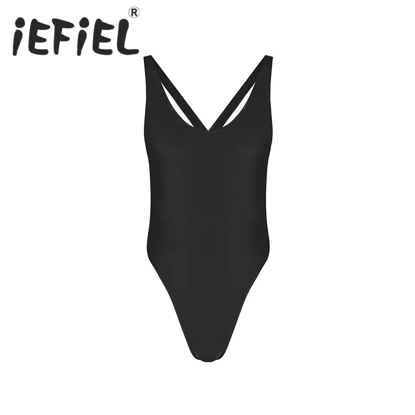 

iEFiEL Black Mens One-piece Sissy Lingerie Sleeveless Criss-Cross Backless High Cut Thong Bodysuit Jumpsuit Leotard Underwear