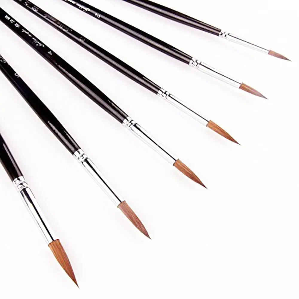 Round Pointed Tip Paint Brushes Set 6 Piece Brushes for Art Painting, Watercolor, Acrylic Paint