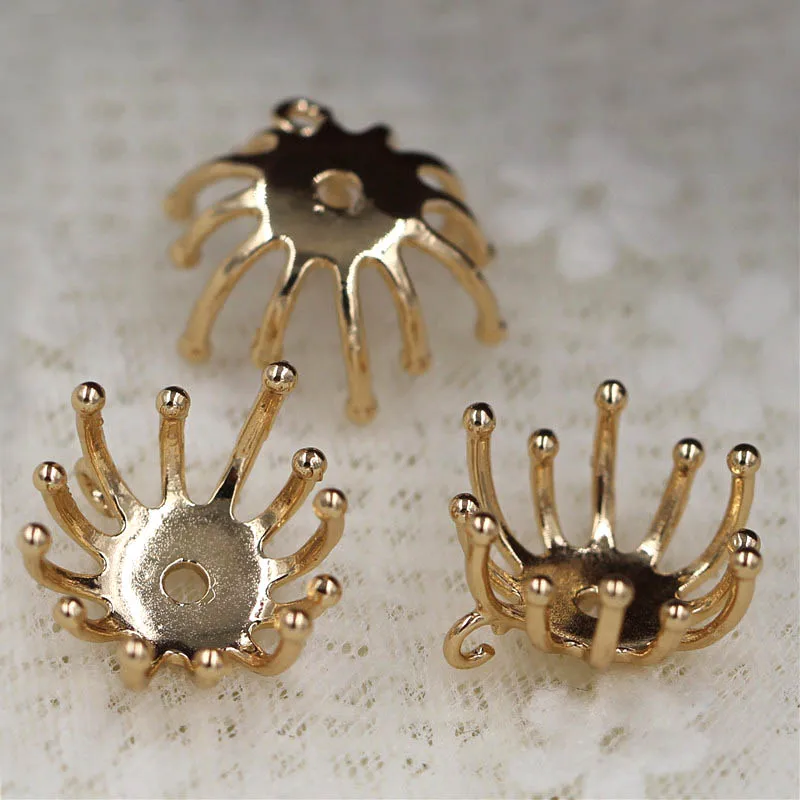 

15mm Filigree Flower Stamens Ball Pins Caps with a Loop Hanger Connectors Metal DIY Jewelry Findings Accessories for Earrings
