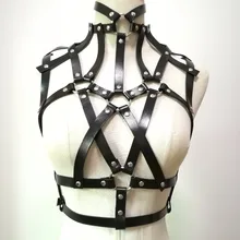 Женский кожаный панк жгут ручной работы для тела Связывание крест грудь сексуальные Harajuku плечевой ремень металлический o-круглый заклепки пояс