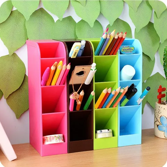 1PC Multifunctional Desk Organizer 4 Slots Desktop Storage Box Case Pen Pencil Holder Plastic Cosmetics Make Up LF 026 | Дом и сад