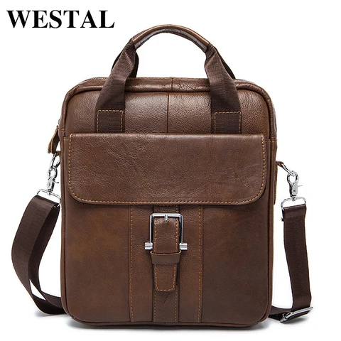 Crossbody para Bolsas de Homens de Couro Bolsa do Mensageiro dos Homens Bolsa de Ombro Homem de Couro Bolsas de Retalho Westal Masculinos Bolsas Genuíno Homens 8809
