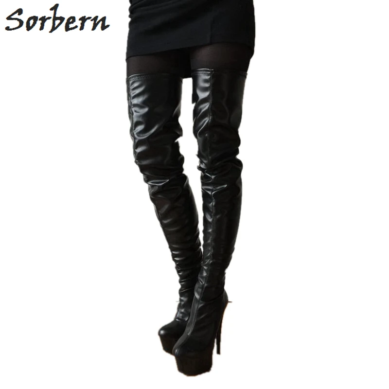 plus size thigh high heel boots
