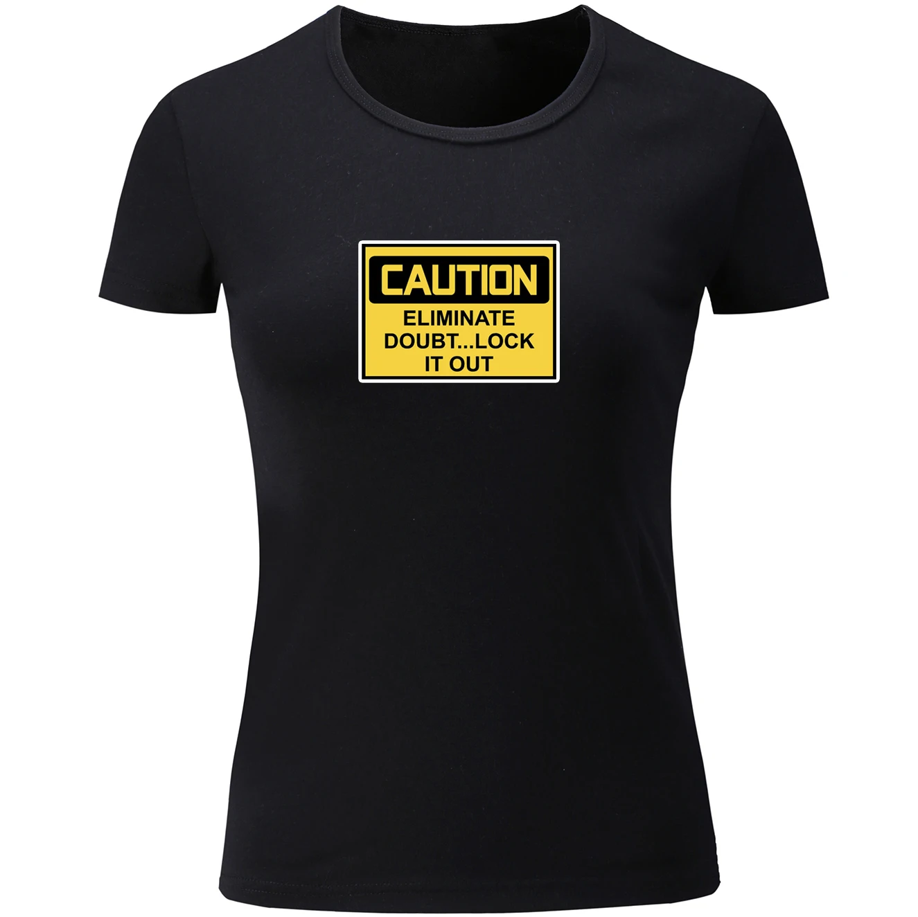 Caution Eliminate Doubt Lock It Out Print Short Sleeve T Shirt Women Cotton Loose Girl's Ladies T-shirt Summer Basic Tee Tops | Женская