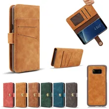 

Luxury Retro High Quality Flip Bracket leather The split Combo phones Wallet Case Cover for Samsung Galaxy S7 S8 s7edge S8 plus