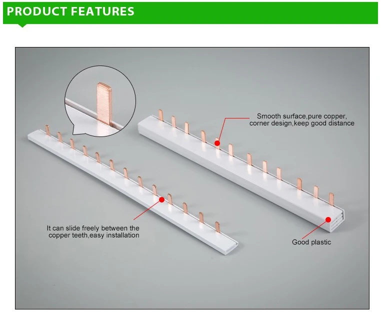 Медная шина для распределительной коробки автоматический выключатель контактный U тип MCB разъем шин соединение выключатель расчесывание