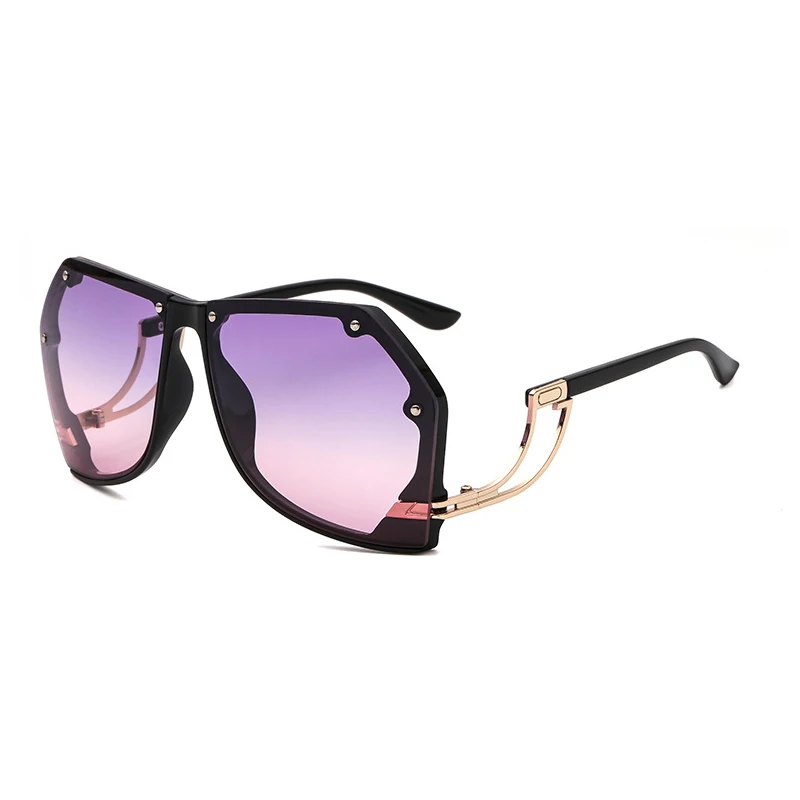 Роскошные винтажные женские солнцезащитные очки без оправы, брендовые дизайнерские негабаритные ретро женские солнцезащитные очки для женщин, женские солнцезащитные очки - Цвет линз: C2 Purple Pink